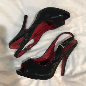 Black open toed heels